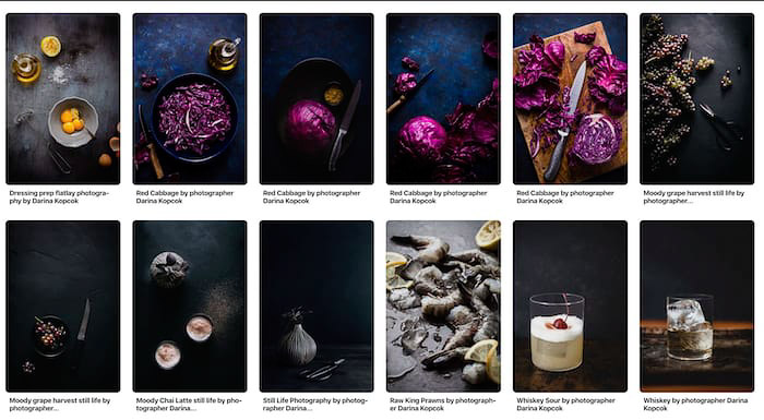 An online photography mood-board example