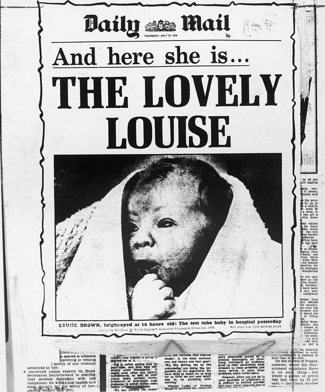 The Daily Mail front page in 1978 celebrating the birth of Louise Brown