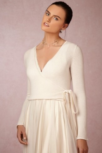 BHLDN 100% cashmere wrap in ivory