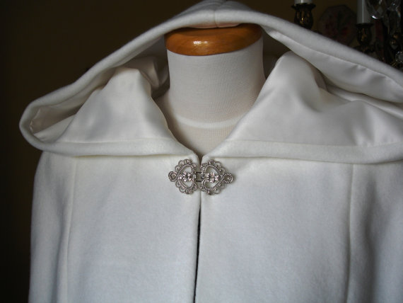 white bridal cape with clasp