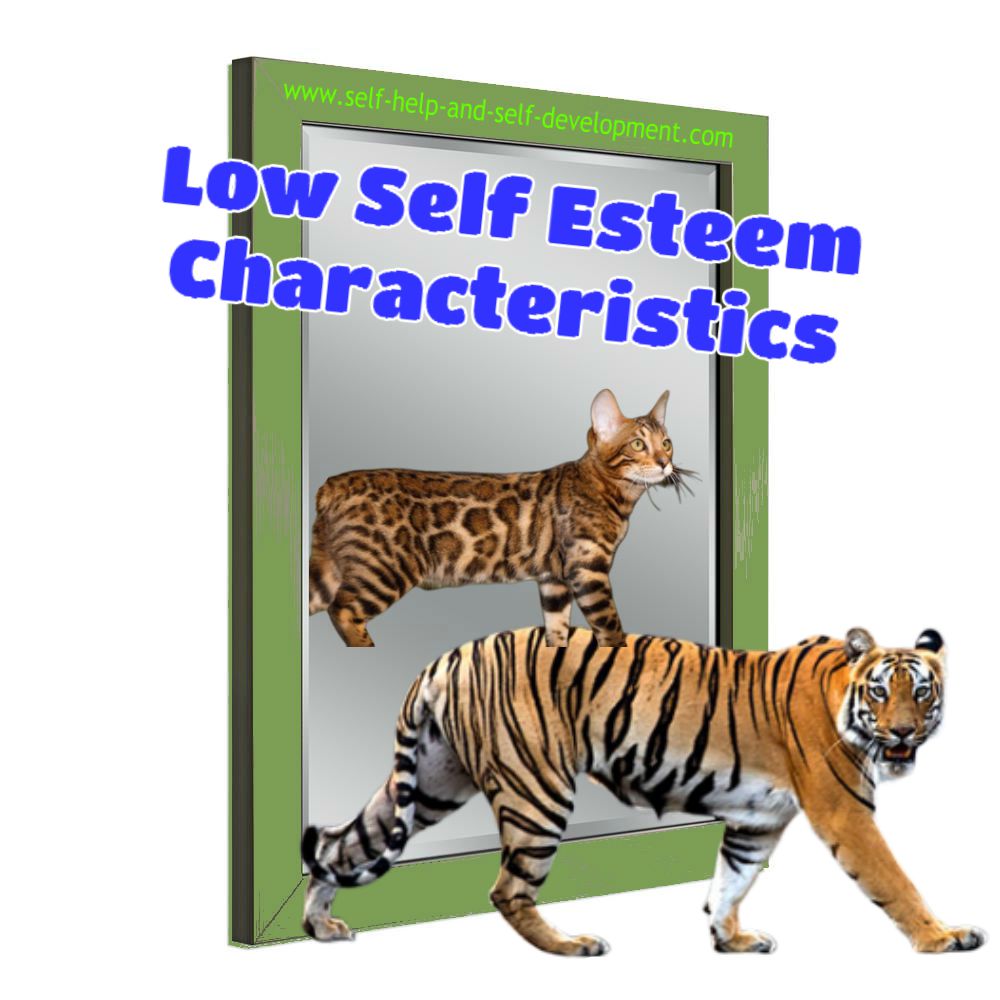 Image showing that with low self esteem, even a tiger sees itself as a cat.